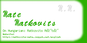 mate matkovits business card